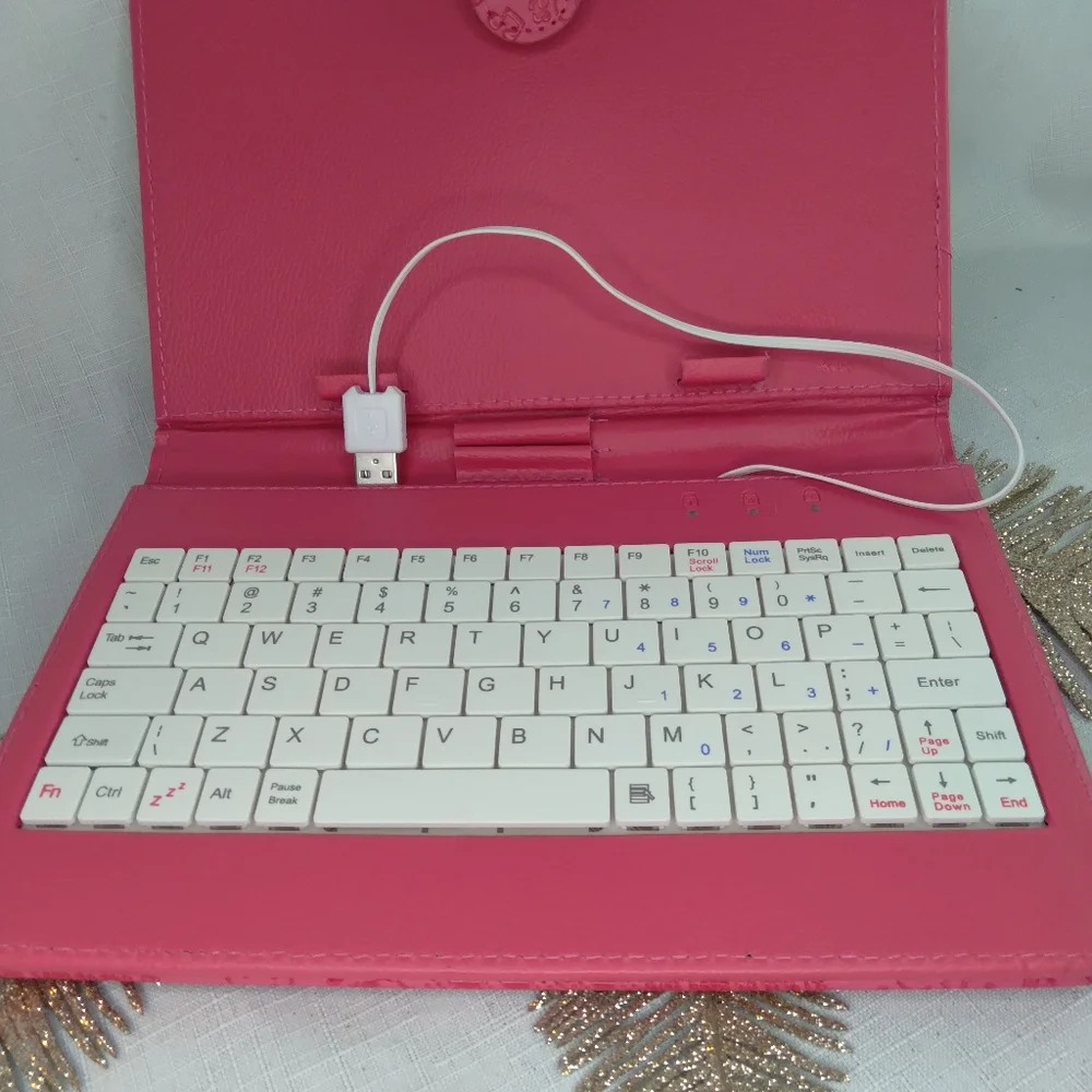 Kawaii pink tablet case with keyboard